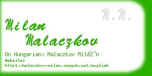milan malaczkov business card